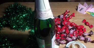Новогодняя елка из бутылки шампанского и конфет – мастер-класс, как ее сделать своими руками Новогодние украшения бутылок елочка